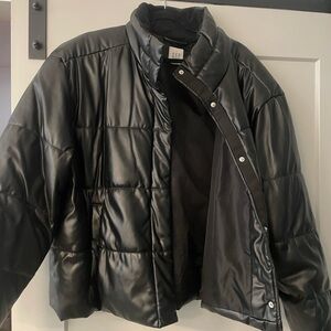 Gap Faux Leather Puffer Jacket - XXL